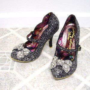 Irregular Choice Black & Silver Rhinestone "Shimmer" Shoes/Heels - Size 39EU/8US